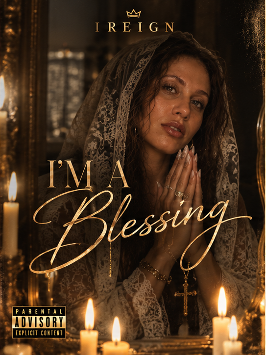 I’m a Blessing single artwork — IREIGN in candlelight with a lace veil